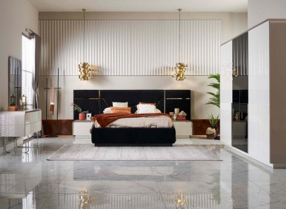 Garnitur Bettrahmen Schlafzimmer Doppelbett Holz Set 6tlg Blau Design